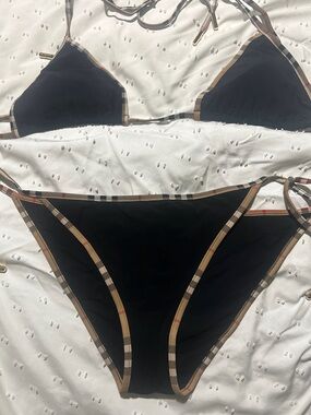 Burberry Black Bikini Set with Signature Check Trim